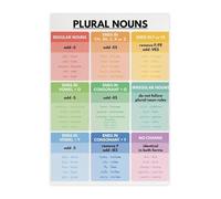 QMKADFQXF Plural Nouns Rules Chart Metal Tin Sign Essential English Grammar Guide Clear Visual Aid For Classroom Homeschool Decor Teacher Resource 8 X 12 in