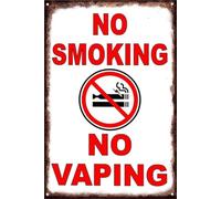 QMKADFQXF Reflective Metal Sign No Smoking No Vaping Warning Weatherproof Plaque Indoor Outdoor Home Bar Cafe 8 X 12 in