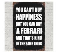 QMKADFQXF Retro Metal Tin Sign Vintage Quotes Wall-Art Decor You Cannot Buy Happiness But You Can Buy A Sports Car Poster for Home Living Room Bedroom Kitchen 8 X 12 in