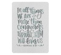 QMKADFQXF Rustic Metal Sign More Than Conquerors Faith Wall Decor For Home Door Bedroom Living Room Farmhouse Office 8 X 12 inch