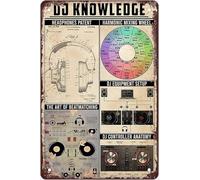 QMKADFQXF Vintage DJ Booth Decor Metal Tin Sign Retro Music Mixing Wall-Art For Home Studio Club Room Music Room 8x12 Inch