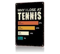 QMKADFQXF Vintage Metal Sign Why I Lose At Tennis Chart Funny Excuses Poster For Man Cave Garage Home Bar Wall Decor 8 X 12 inch