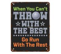 QMKADFQXF Vintage Tin Metal Wall Sign Put Track Field Inspirational Quote When You Cant Throw With The Best Go Run With The Rest for Gym Home Office Decor 8 X 12 in