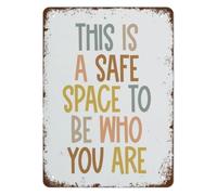 QMKADFQXF You Are Safe Here Metal Sign 12x8 Inch | Vintage boho Wall-Art for classroom restaurant office decor calming tin sign for bar