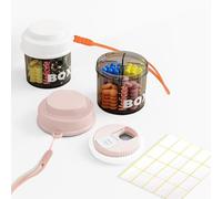 QMLING 2 pastilleros redondos para 7 días, compartimento grande, para medicamentos por la mañana, mediodía, noche, suplemento para vitaminas, aceite de pescado y medicamentos