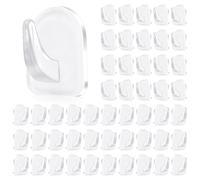 QMLING 50 ganchos adhesivos extrafuertes, ganchos de pared, autoadhesivos, sin agujeros, transparentes, pequeños, ganchos autoadhesivos sin dejar residuos para salón, cocina, baño