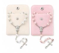 QMLING Rosario católico con cruz e imagen de María, 2 unidades, rosario con 2 bolsas de botones, cadena de oración cristiana para oraciones y regalos, Universal, Vidrio Zinc, No es una piedra preciosa