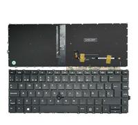 QMLQRGKF Teclado español del Reino Unido Compatible con 840 G7 G8 745 G7 con luz de Fondo y Palo sin Marco sin Marco(SP)