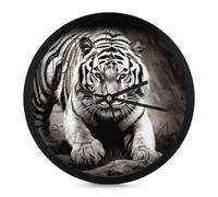 QMNALP Reloj de pared grande con números silenciosos y sin garrapatas, diseño de tigre blanco y negro, para decoración de sala de estar, funciona con pilas, bonita esfera de fácil lectura