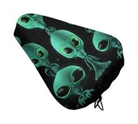 QMNBTES Aliens - Funda de asiento de bicicleta acolchada suave, cojín extra ancho para asiento de bicicleta para mujeres y hombres, cómodo, cojín de repuesto impermeable para asiento de bicicleta con