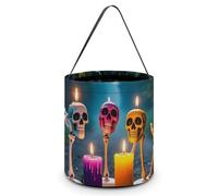 QMNBTES Bolsas reutilizables para dulces o dulces de Halloween con diseño de manos fantasmas de esqueleto con asa, bolsas grandes para aperitivos, para envolver regalos, suministros de fiesta de