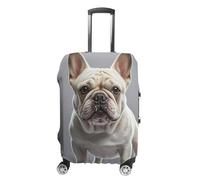 QMNBTES Funda de equipaje de mano, funda de equipaje de bulldog francés, aprobada por la TSA, protector elástico para maleta, antiarañazos, lavable, se adapta a fundas de 19 a 30 pulgadas, White, L