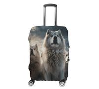 QMNBTES Funda de equipaje de mano Wolf Tribe para equipaje, aprobada por la TSA, protector elástico para maleta, antiarañazos, lavable, se adapta a fundas de 48 a 76 cm, White, M, moderno