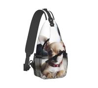 QMNKLET Mochila cruzada para el pecho de chihuahua, riñonera cruzada para exteriores, senderismo, color negro, talla única, Black, Talla única