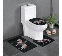 QMNSEHF Juego de 3 tapetes de baño suaves y absorbentes y en forma de U para tapa de inodoro, tapete antideslizante para baño y ducha, 24 x 16 pulgadas