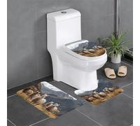 QMNSEHF Llamas in The Andes - Juego de 3 alfombrillas de baño suaves y absorbentes y alfombrilla de contorno en forma de U, cubierta de tapa de inodoro, alfombras de baño antideslizantes para baño y