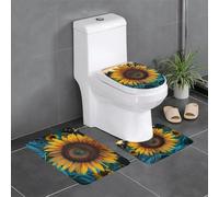 QMNSEHF The Most Beautiful Sunflower - Juego de 3 alfombrillas de baño suaves y absorbentes y alfombrilla de contorno en forma de U, cubierta de tapa de inodoro, alfombras de baño antideslizantes para