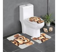 QMNSEHF The Silent Monkey - Juego de 3 alfombrillas de baño suaves y absorbentes y alfombrilla de contorno en forma de U, cubierta de tapa de inodoro, alfombras de baño antideslizantes para baño y