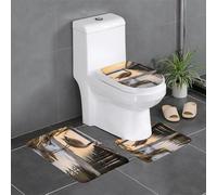 QMNSEHF Wild Goose by The Bridge - Juego de 3 alfombrillas de baño suaves y absorbentes y alfombrilla de contorno en forma de U, cubierta de tapa de inodoro, alfombras de baño antideslizantes para