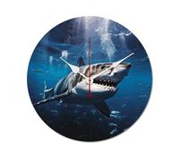 QMNVBDS Reloj de pared de tiburón blanco, reloj de pared a pilas, sin escala, reloj de pared grande, reloj de pared de madera, relojes de pared para sala de estar, reloj de pared silencioso decorativo