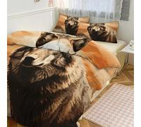 QMNVBDS Wolf in The Sun - Juego de funda de edredón reversible para todas las estaciones, juego de ropa de cama de 3 piezas con 2 fundas de almohada de 79 x 90 pulgadas