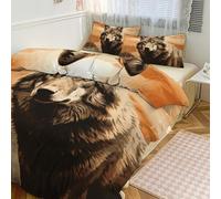 QMNVBDS Wolf in The Sun - Juego de funda de edredón reversible para todas las estaciones, juego de ropa de cama de 3 piezas con 2 fundas de almohada de 102 x 90 pulgadas