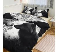 QMNVBDS Wolves Under The Moon - Juego de funda de edredón reversible para todas las estaciones, juego de ropa de cama de 3 piezas con 2 fundas de almohada de 90 x 90 pulgadas