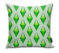 QMS CONTRACTING LIMITED The Sims Plumbob Print Pillowcase Home Life Cotton Cushion Case 18 x 18 Inches
