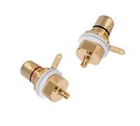 QMseller 2 unids RCA terminal chapado en oro cobre RCA montaje en panel hembra conector conector de audio