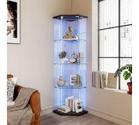 QMTXBYJ - Armario de cristal con iluminación LED, 162 cm para colección de vasos de 4 capas con 1 puerta y cerradura, 5 mm de vidrio templado transparente para sala de estar, dormitorio
