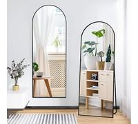 QMTXBYJ Espejo completo arqueado 165 x 60 cm, espejo arqueado en pie, gran espejo para colocar en el suelo con marco de aleación de aluminio, vidrio templado, para dormitorio, sala de estar