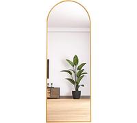 QMTXBYJ Espejo completo arqueado 165 x 60 cm, espejo arqueado en pie, gran espejo para colocar en el suelo con marco de aleación de aluminio, vidrio templado, para dormitorio, sala de estar