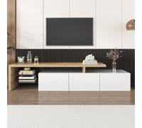 QMTXBYJ Mueble de TV, estantes de cristal y iluminación LED, armario bajo para televisión con brillo, armario de TV con 3 puertas para salón, comedor, dormitorio, aparador, TV, 198 x 39 x 42 cm