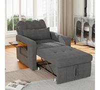 QMTXBYJ Sillón 3 en 1 con función de cama, sofá cama extensible con mesas de té plegables, sofá cama individual, silla convertible, sillón individual ajustable con cojín, superficie de descanso 190 x