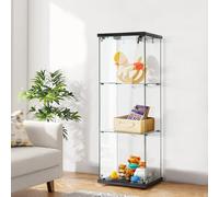 QMTXBYJ Vitrina de Cristal,125x43x37cm, armario de colección moderno de cristal de 3 capas con 1 puertas y cerradura,5 mm de vidrio templado transparente armadura de cristals de pie para sala de estar