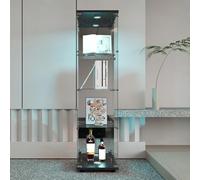 QMTXBYJ vitrina de cristal con LED, armario de colección moderno de cristal de cuatro capas con 1 puertas y cerradura, 5 mm vidrio templado transparente armadura de cristal de pie para sala de estar