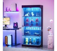 QMTXBYJ vitrina de cristal con luces LED, mueble de almacenamiento con puertas de cristal y estantes ajustables, armario vitrina para colección con sensor de movimiento, estantería de cristal para