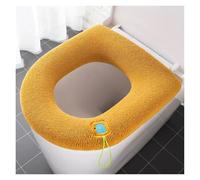QMVDOJR 1 Funda de Asiento de Inodoro Universal cálida de Invierno, Lavable, Accesorio de baño, Funda de Asiento de Inodoro de Punto de Color sólido en Forma de O(Thick Yellow)