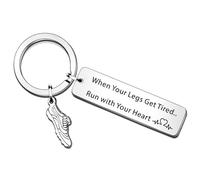 QMVMV - Llavero inspirador para corredores de maratón, regalo de fitness, gimnasio para hombre, mujer, amantes de la carrera, incentivo de entrenamiento, plata, talla única