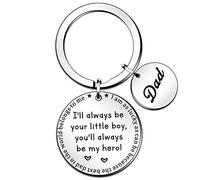 QMVMV Llavero para el día del padre con texto en inglés "I 'll Always Be Your Little Boy, You Will Always Be My Hero Llavero