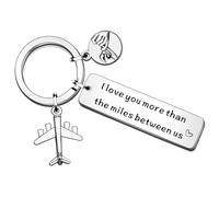 QMVMV Llavero para pareja, regalo de relación a larga distancia para novio, novia, I Love You More Than The Miles Between Us, llavero de despedida, regalo de cumpleaños, aniversario, regalo de San