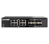 QNAP QSW-3216R-8S8T-US - Interruptor no administrado de 16 Puertos de Ancho Medio para Montaje en Rack de 10 GbE para entornos de Red de Alta Velocidad SMB/Soho