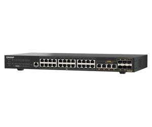 QNAP Switch QSW-M2130-4C2S24T | 2 x 10GbE SFP+, 4 Puertos Combinados SFP+/RJ45 de 10 GbE, 24 x 2,5 GbE, L2 gestionado