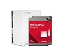 QNAP TS-233-24WD-US NAS doméstico de 2 bahías con Capacidad de Almacenamiento de 4 TB, Paquete Raid 1 WD Red Plus HDD preconfigurado, con Puertos de 1 GbE