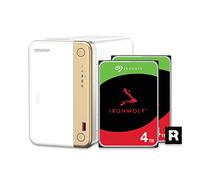 QNAP TS-262-4G-24S-US NAS de escritorio multimedia de 2 bahías con capacidad de almacenamiento de 4 TB, paquete de disco duro Seagate IronWolf RAID 1 preconfigurado