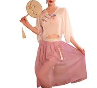 QNCLO Ropa interior de cosplay de geisha de anime japonés para mujer, estilo chino, ropa sexy (morado y blanco)