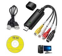 Qneneam convertidor de VHS a Digital, USB 2.0 Audio Video Grabber VHS a DVD Digital para Captura de Video Desde VCR, DVD, Xbox 360, PlayStation, PC, TV, Plug and Play, Compatible con NTSC/PAL