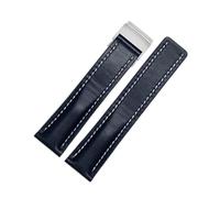 QNGMKBKTDZ Ajuste for correa Breitling Ajuste for Premier B01 Ajuste for cronógrafo Colt Ajuste for Avenger Ajuste for AVIATOR 8 316L(Dark blue,24mmSilver Buckle)