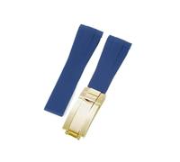 QNGMKBKTDZ Ajuste for Rolex 20 21 mm correa de goma correas de reloj de silicona con hebilla plegable de acero inoxidable(Sky Blue-All gold-Z9)