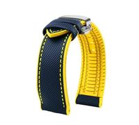 QNGMKBKTDZ Correa de caucho de nailon de lona 20 mm 22 mm 24 mm Correa de reloj Hombres aptos for Omega Fit for Breitling Fit for Avengers Fit for accesorios de relojes de la serie Longines(Blue yello